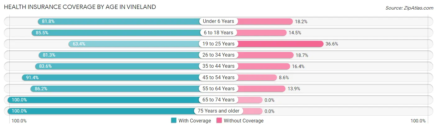 Health Insurance Coverage by Age in Vineland