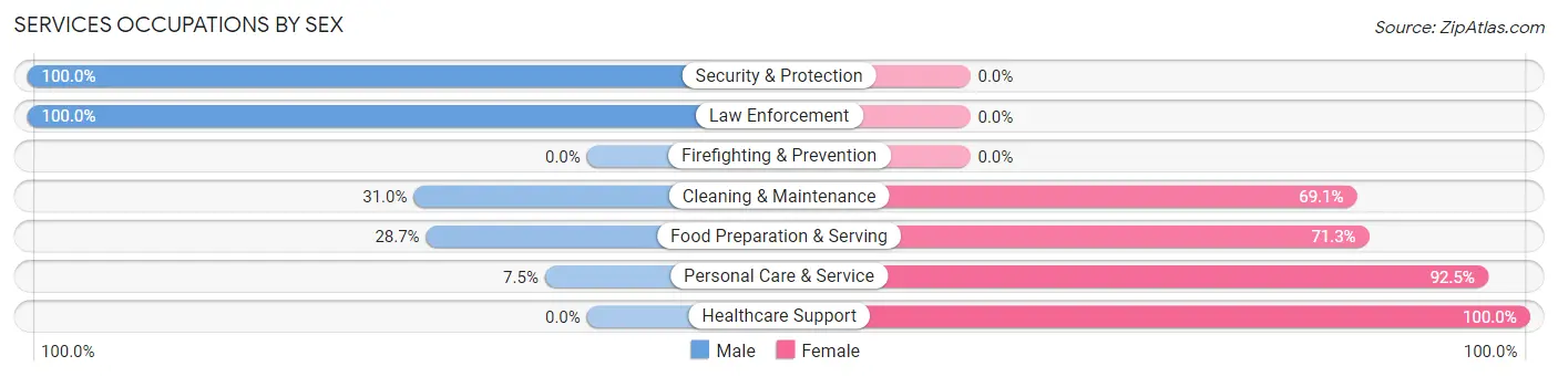 Services Occupations by Sex in Wabasha