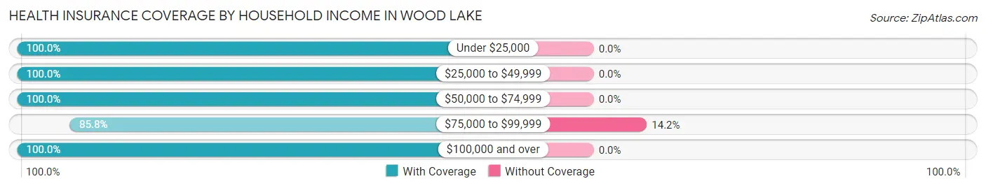Health Insurance Coverage by Household Income in Wood Lake