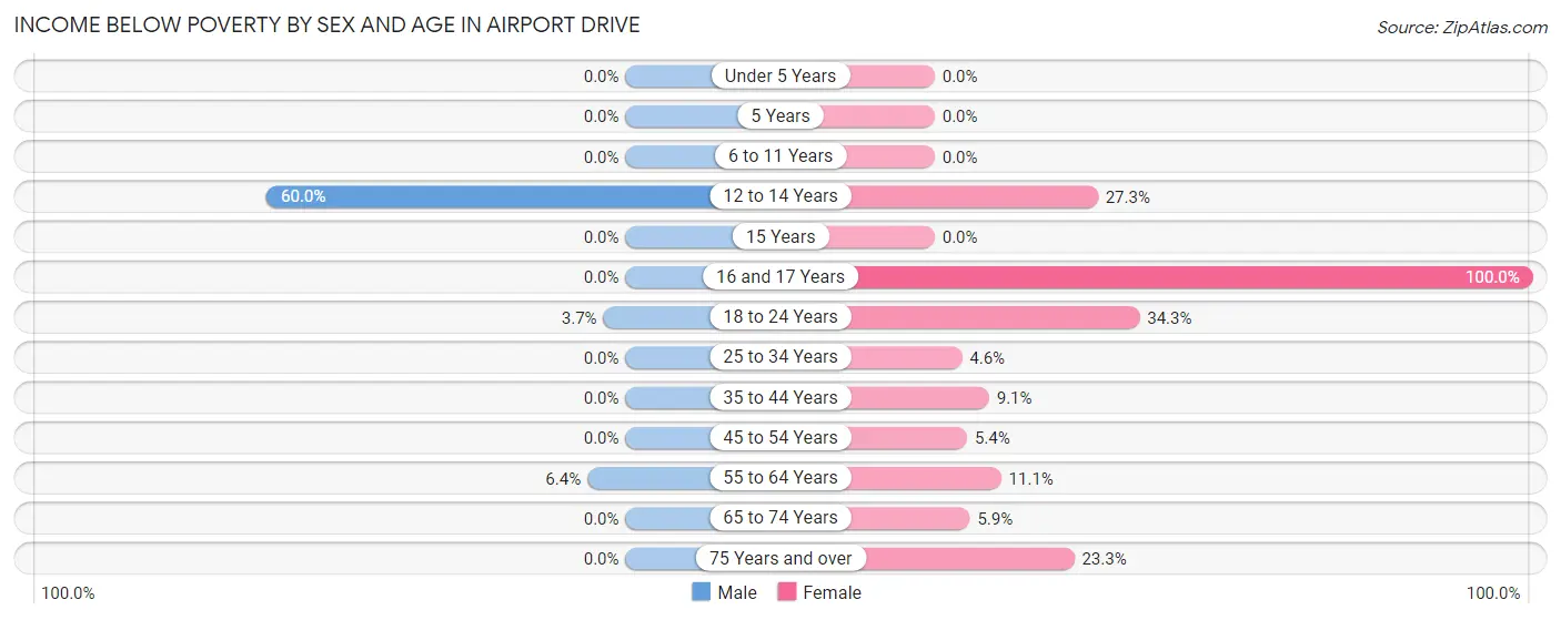 Income Below Poverty by Sex and Age in Airport Drive