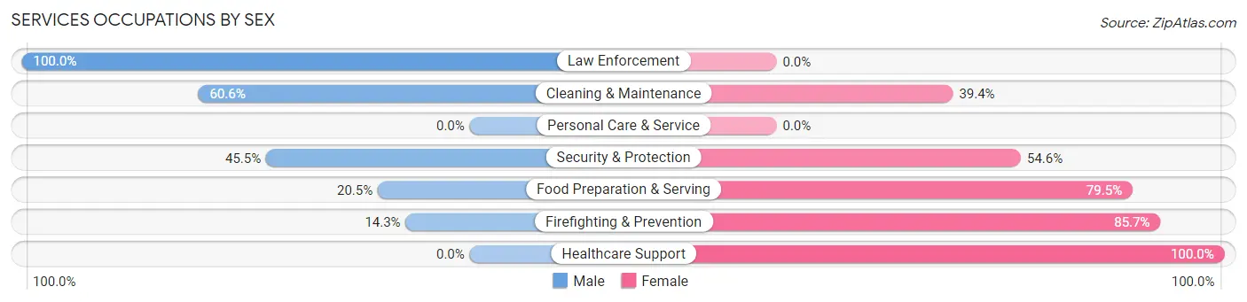 Services Occupations by Sex in Bella Villa