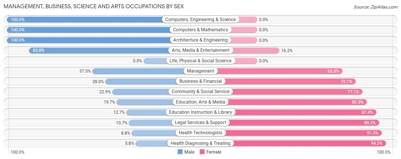 Management, Business, Science and Arts Occupations by Sex in Boonville