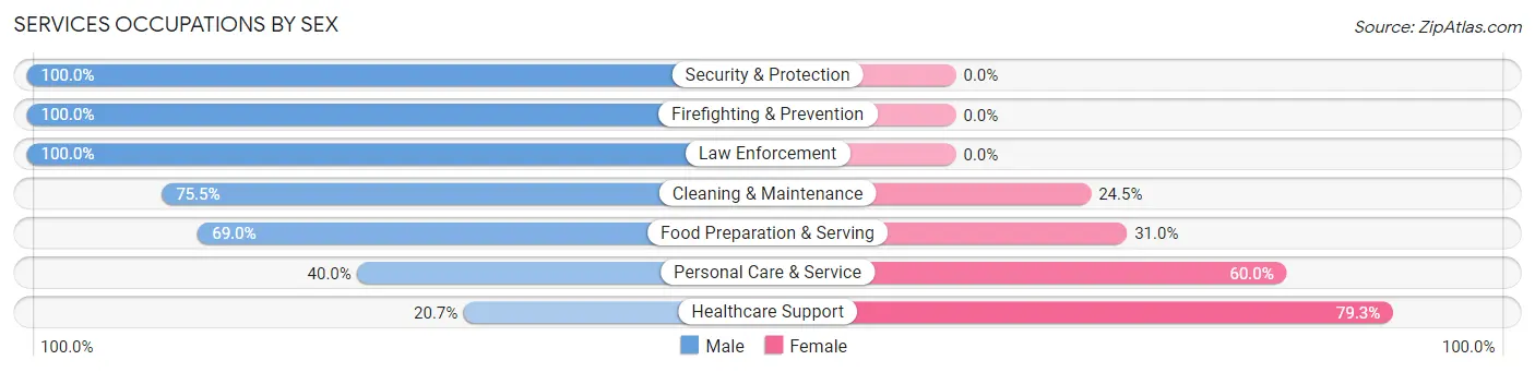 Services Occupations by Sex in Byrnes Mill