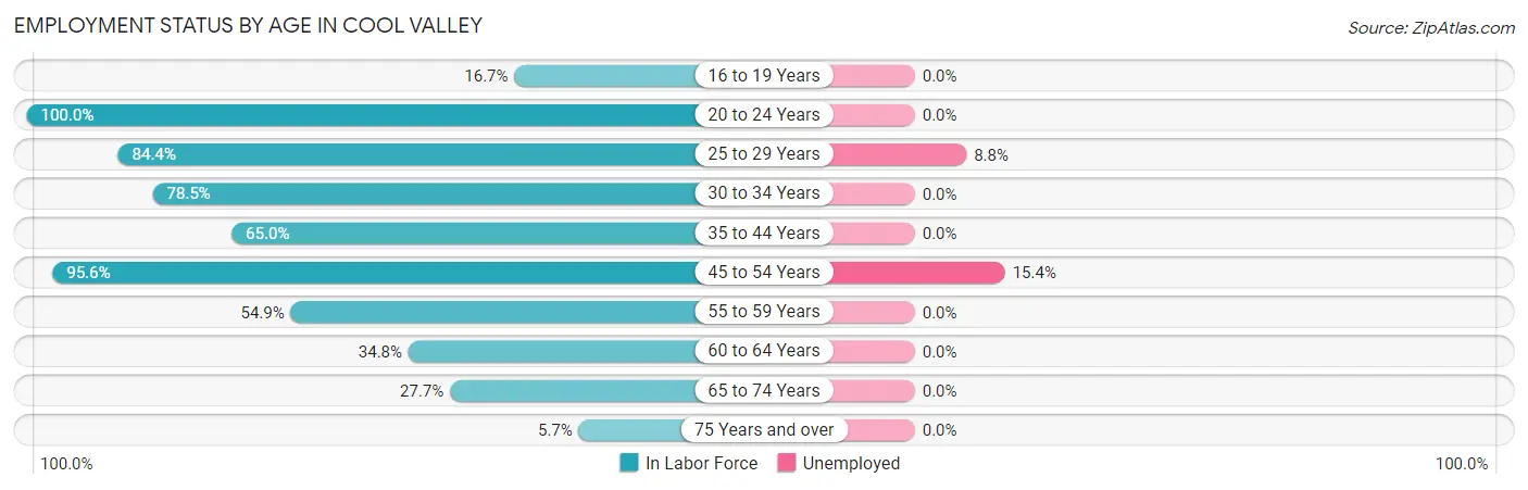Employment Status by Age in Cool Valley