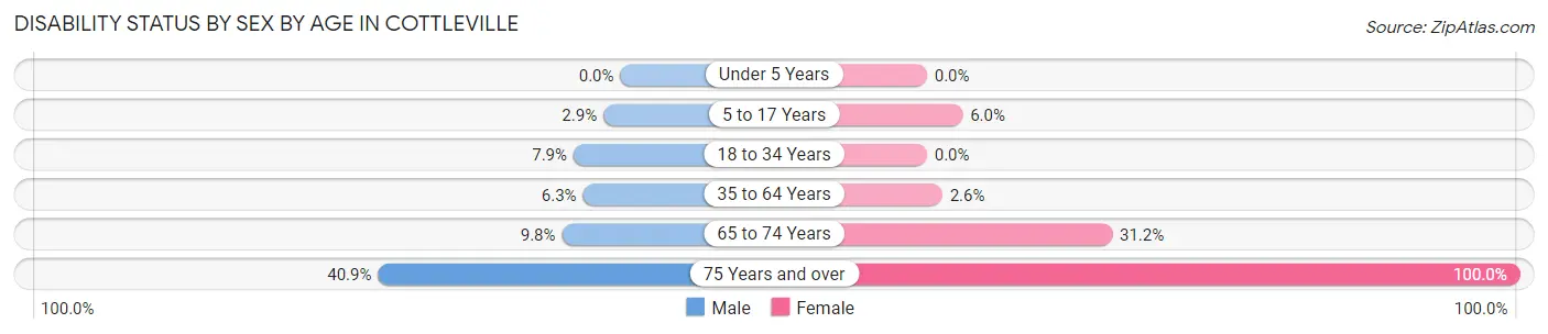 Disability Status by Sex by Age in Cottleville