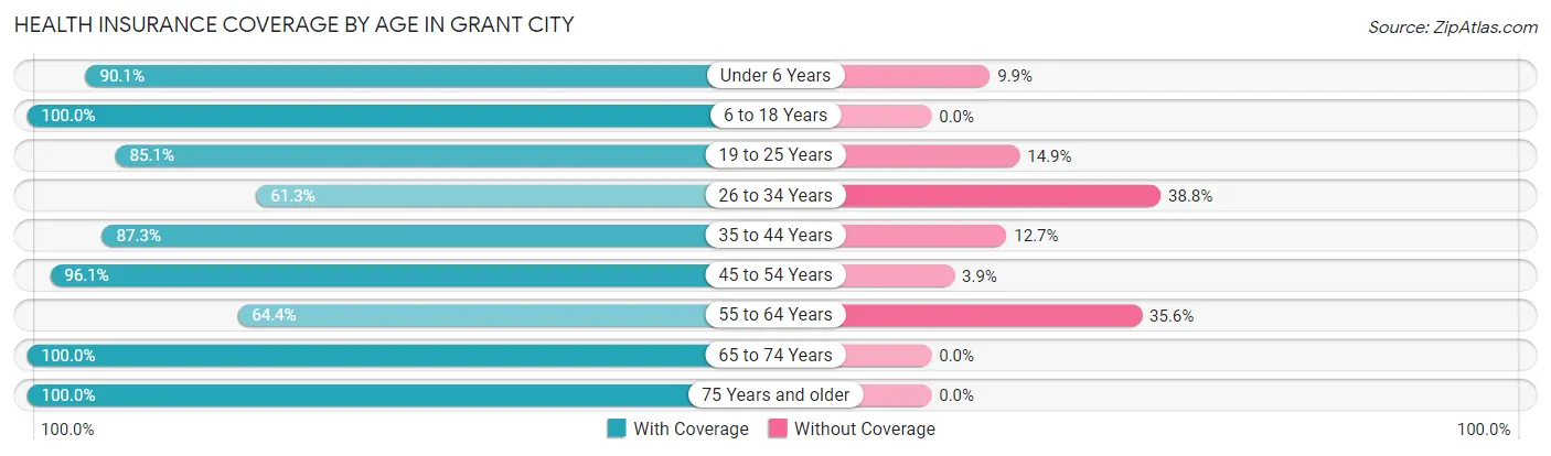 Health Insurance Coverage by Age in Grant City