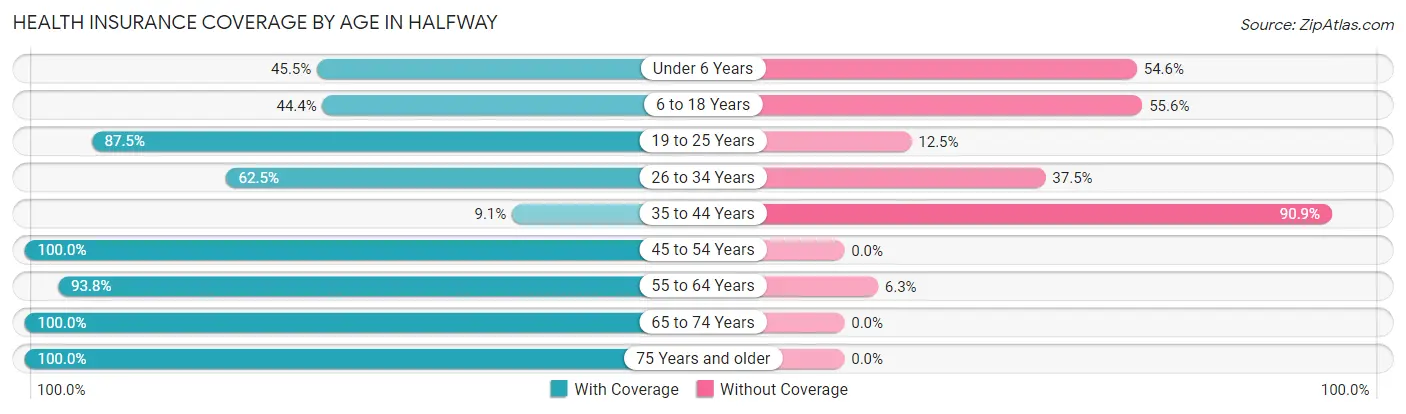 Health Insurance Coverage by Age in Halfway