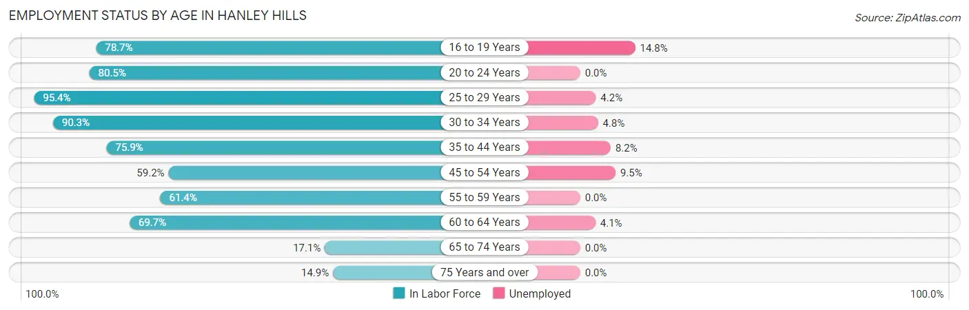 Employment Status by Age in Hanley Hills