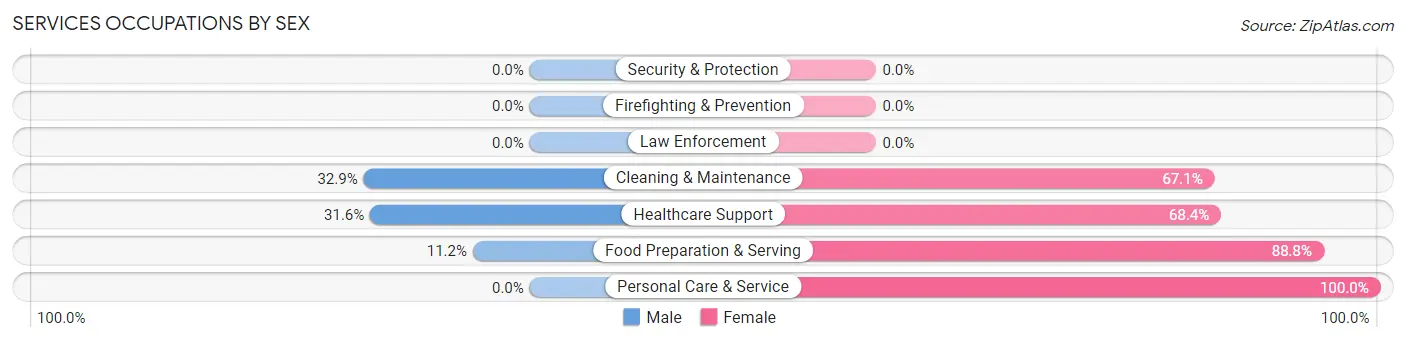 Services Occupations by Sex in Hanley Hills