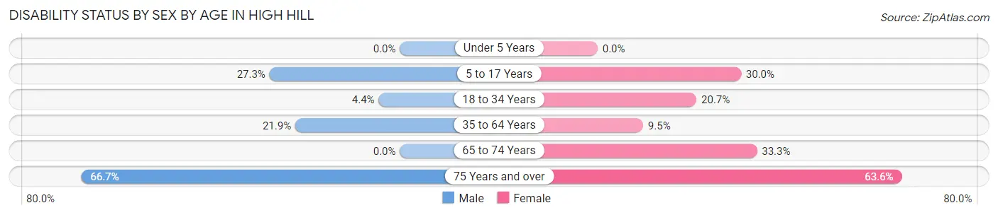 Disability Status by Sex by Age in High Hill