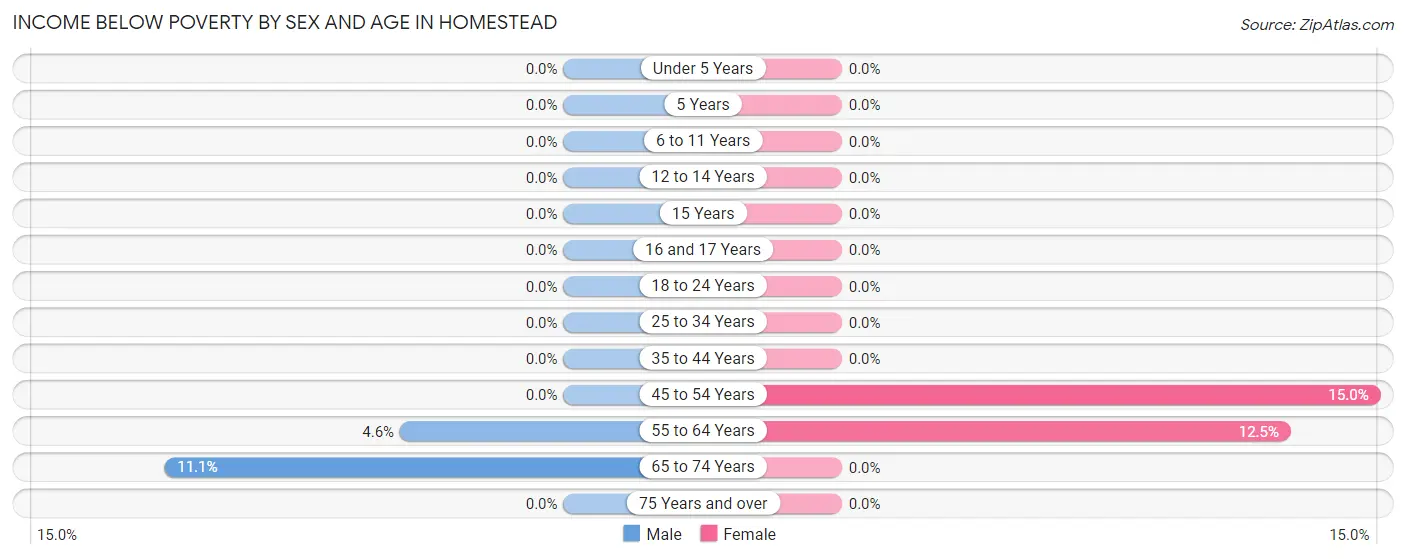 Income Below Poverty by Sex and Age in Homestead