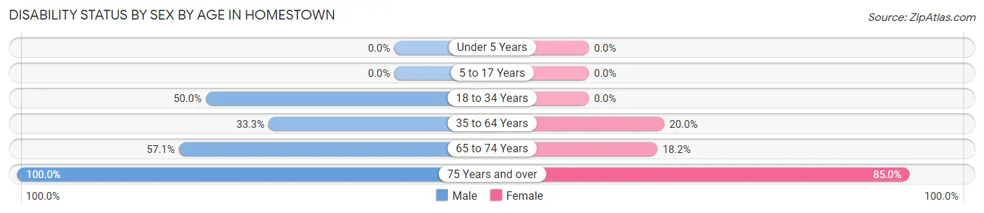 Disability Status by Sex by Age in Homestown