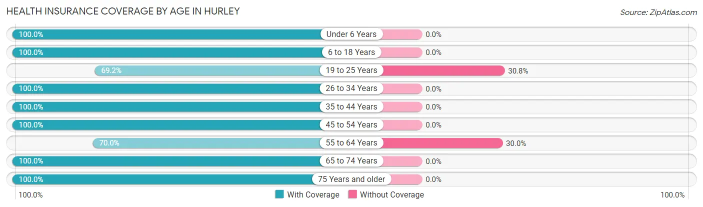 Health Insurance Coverage by Age in Hurley