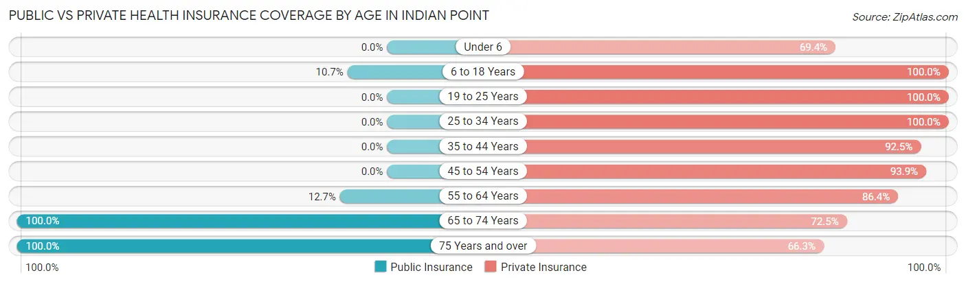 Public vs Private Health Insurance Coverage by Age in Indian Point