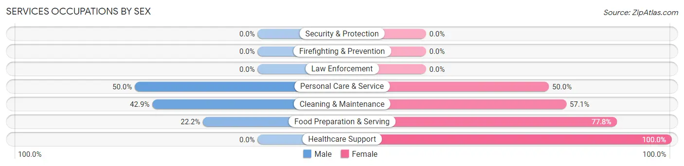 Services Occupations by Sex in Indian Point