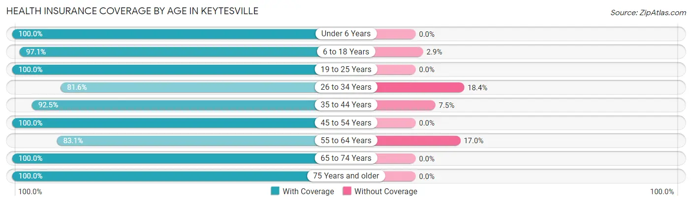 Health Insurance Coverage by Age in Keytesville