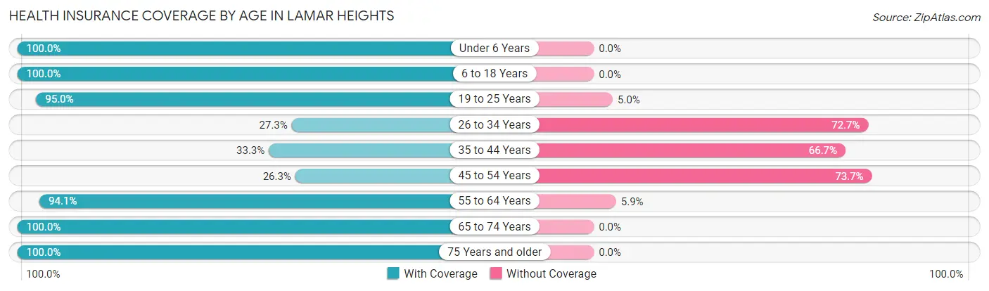Health Insurance Coverage by Age in Lamar Heights