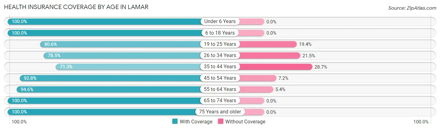 Health Insurance Coverage by Age in Lamar