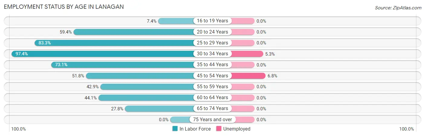 Employment Status by Age in Lanagan