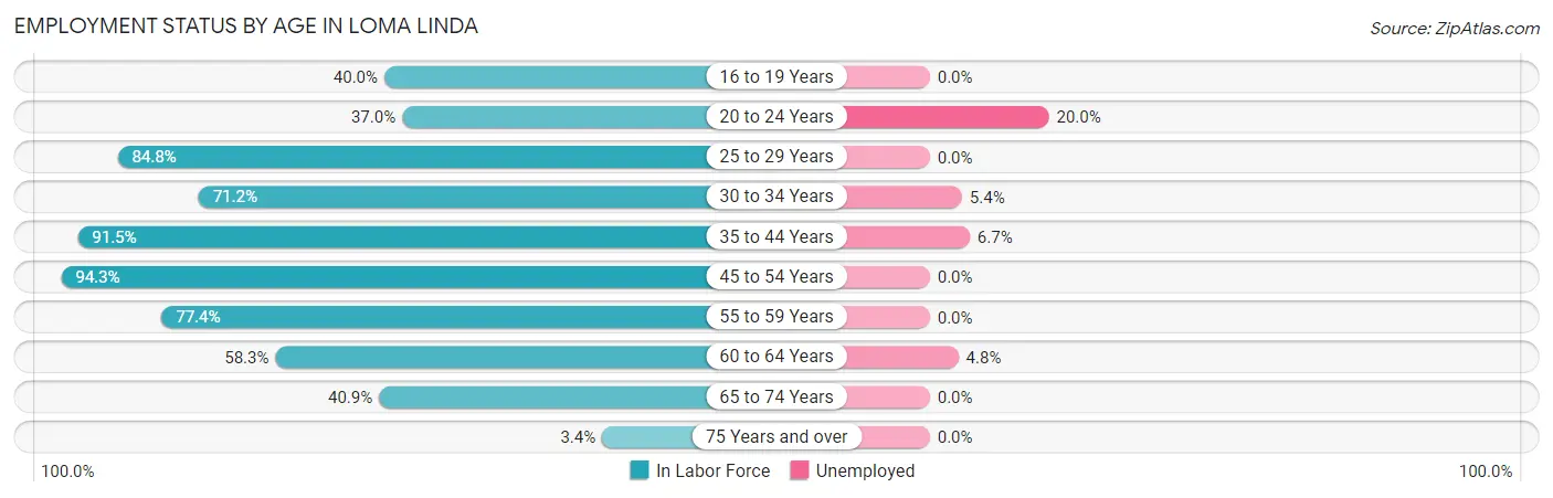 Employment Status by Age in Loma Linda