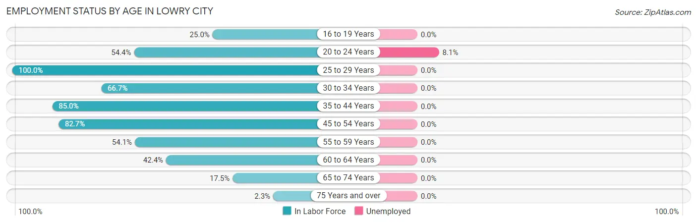 Employment Status by Age in Lowry City