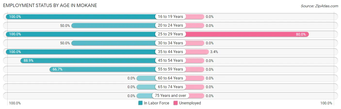 Employment Status by Age in Mokane