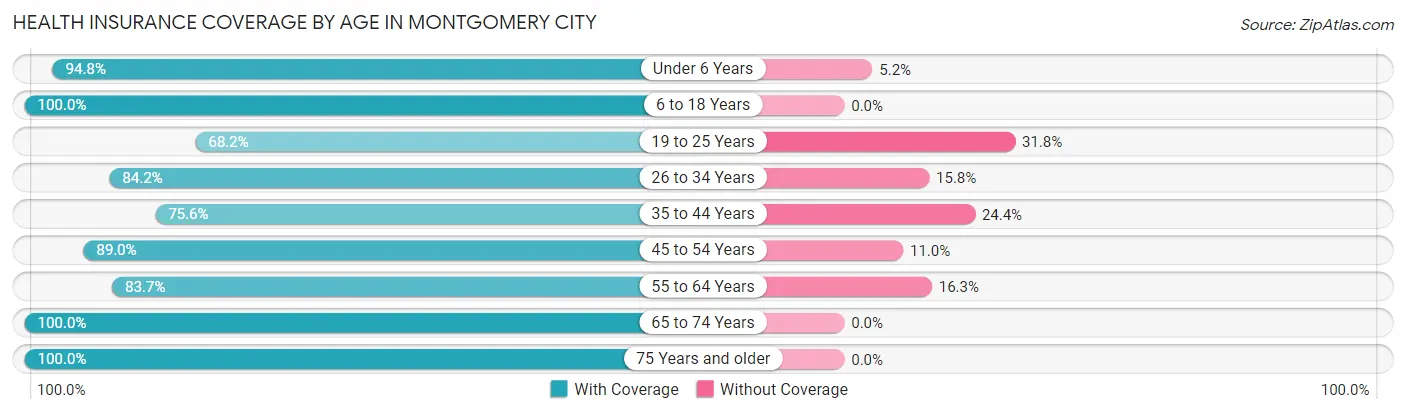 Health Insurance Coverage by Age in Montgomery City