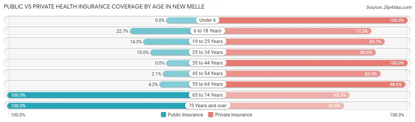 Public vs Private Health Insurance Coverage by Age in New Melle