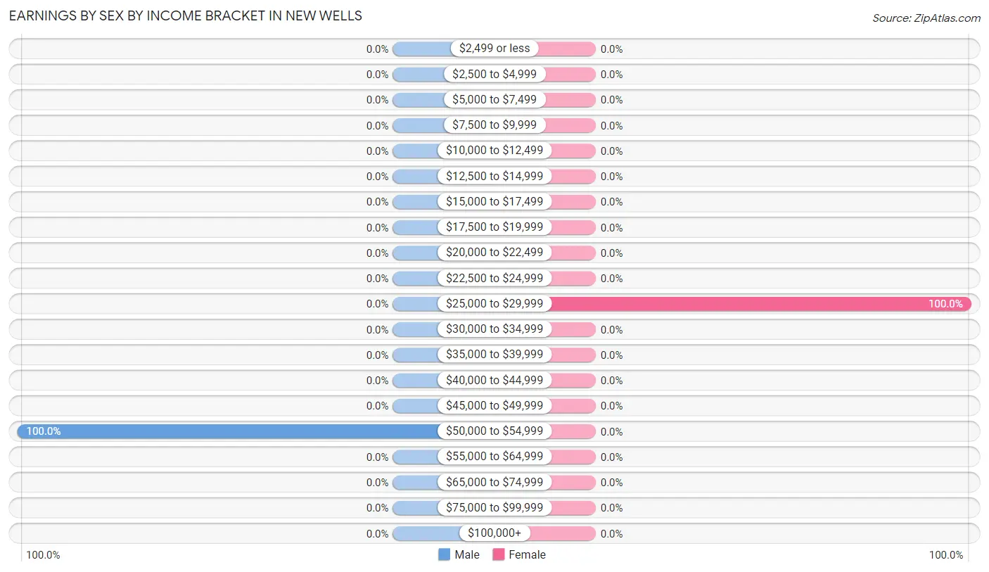 Earnings by Sex by Income Bracket in New Wells