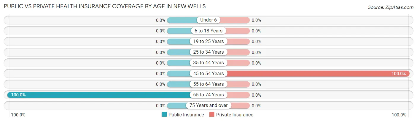 Public vs Private Health Insurance Coverage by Age in New Wells
