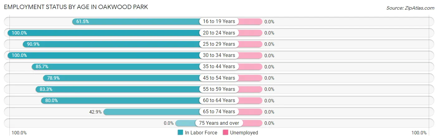 Employment Status by Age in Oakwood Park