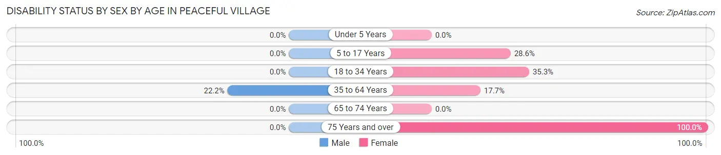 Disability Status by Sex by Age in Peaceful Village