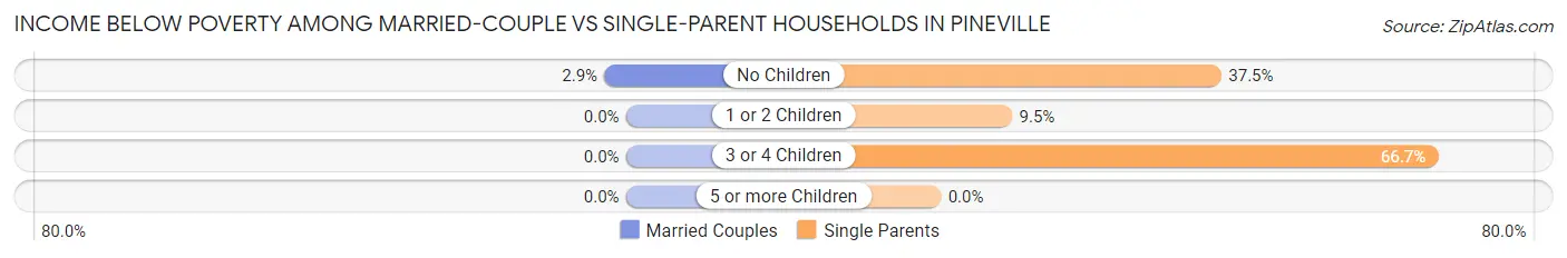 Income Below Poverty Among Married-Couple vs Single-Parent Households in Pineville