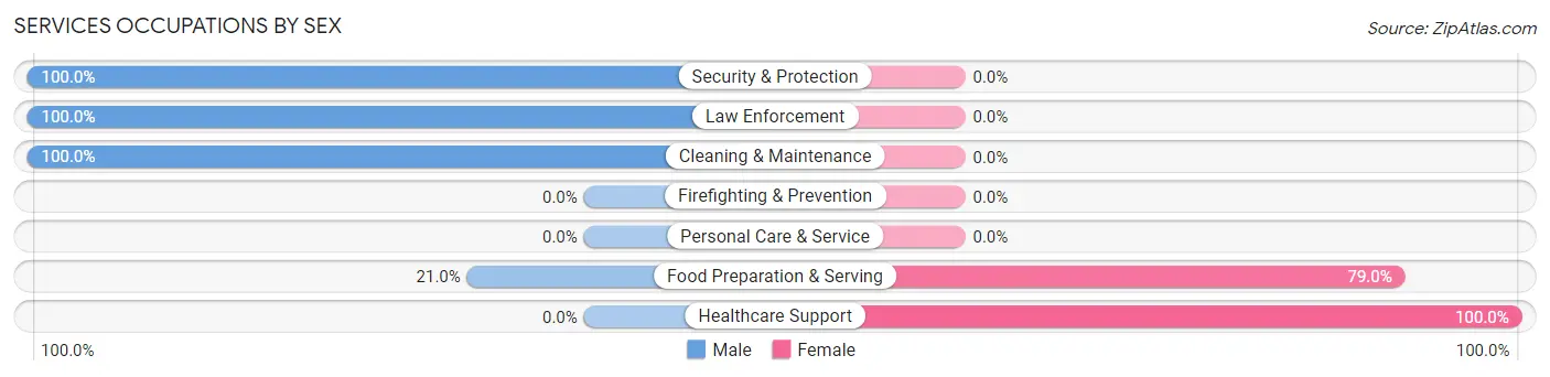 Services Occupations by Sex in Plattsburg