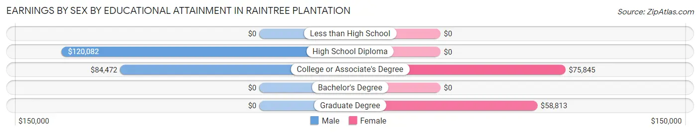 Earnings by Sex by Educational Attainment in Raintree Plantation
