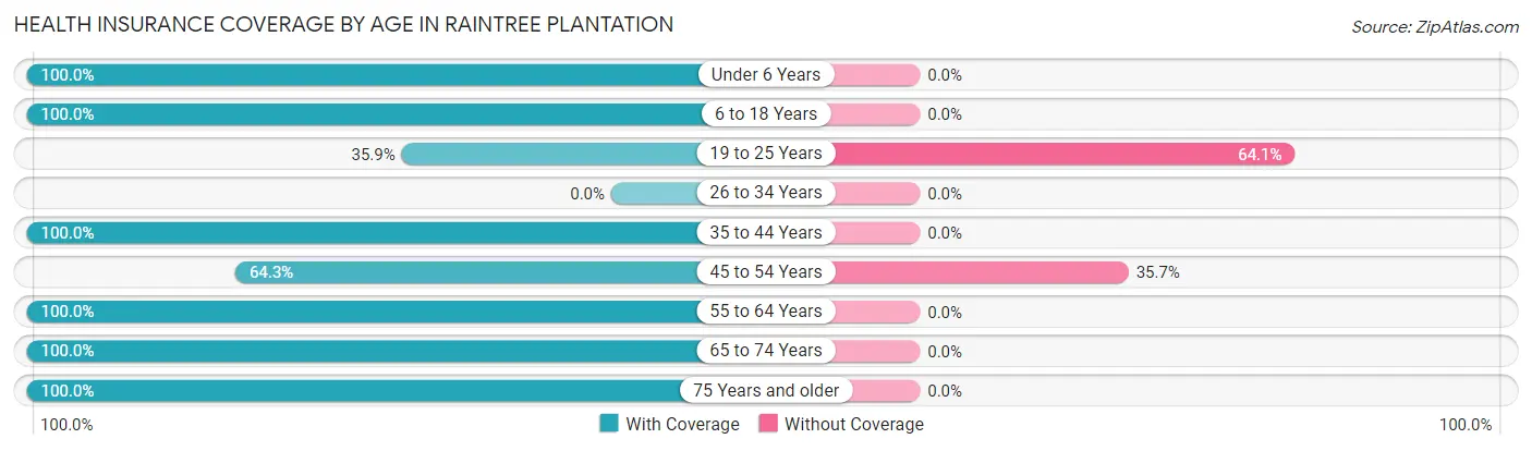 Health Insurance Coverage by Age in Raintree Plantation
