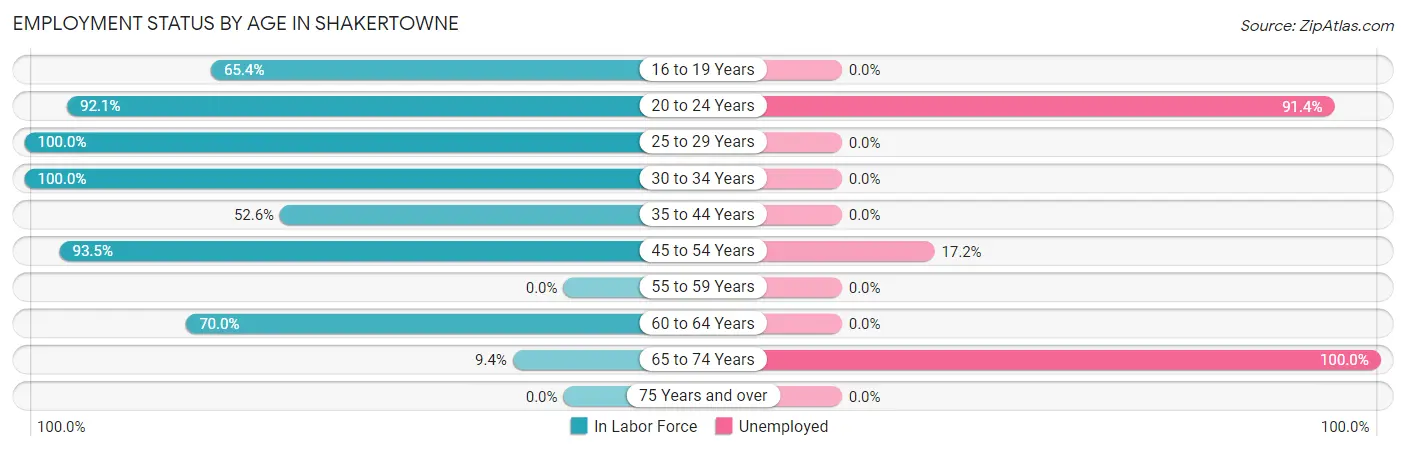 Employment Status by Age in Shakertowne