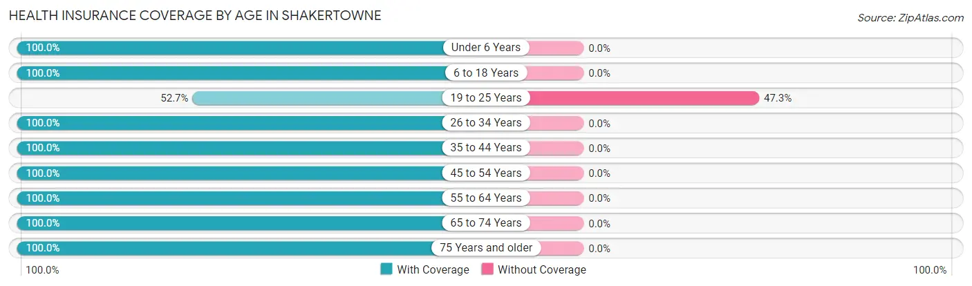 Health Insurance Coverage by Age in Shakertowne