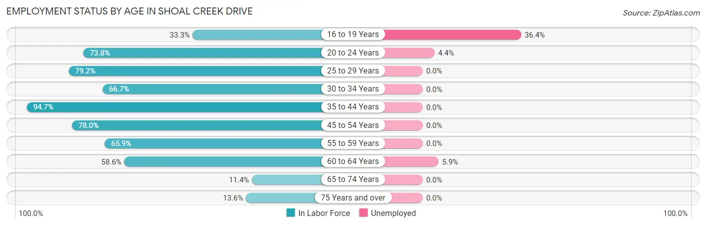 Employment Status by Age in Shoal Creek Drive