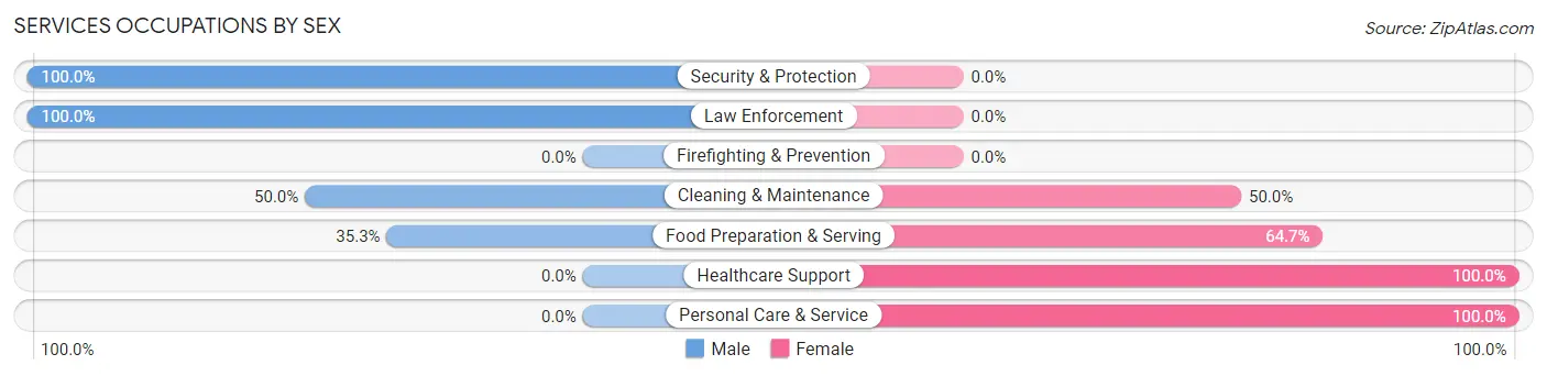 Services Occupations by Sex in Shoal Creek Drive