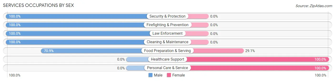 Services Occupations by Sex in Shrewsbury