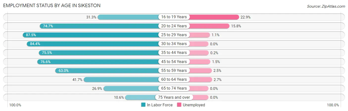 Employment Status by Age in Sikeston