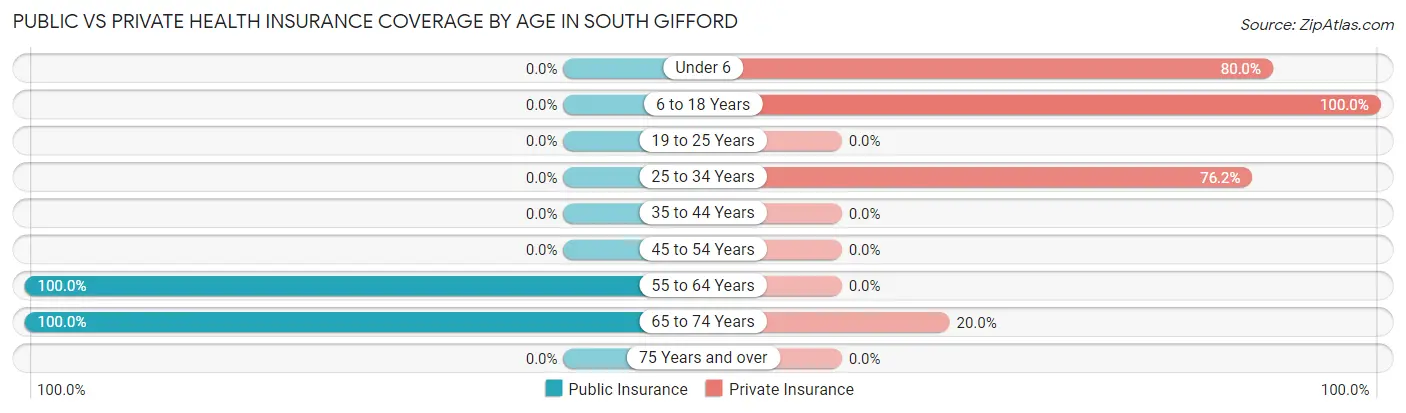 Public vs Private Health Insurance Coverage by Age in South Gifford