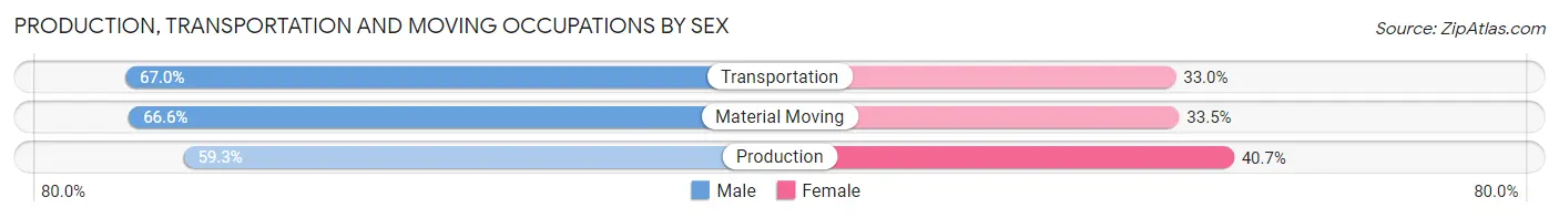 Production, Transportation and Moving Occupations by Sex in Spanish Lake
