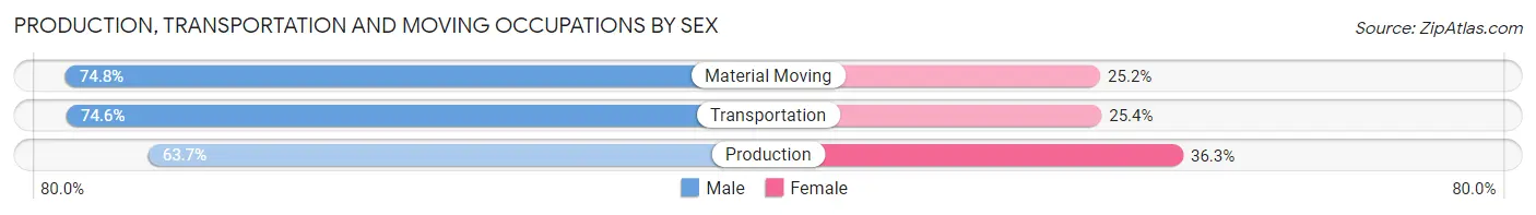 Production, Transportation and Moving Occupations by Sex in St Louis