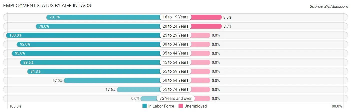 Employment Status by Age in Taos