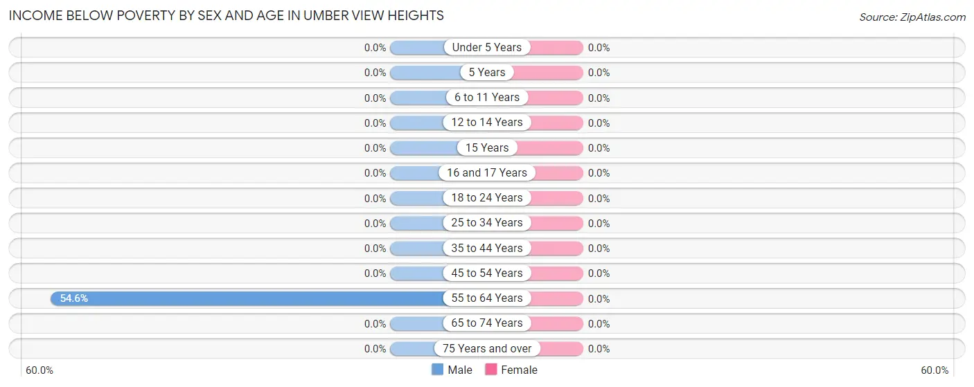 Income Below Poverty by Sex and Age in Umber View Heights