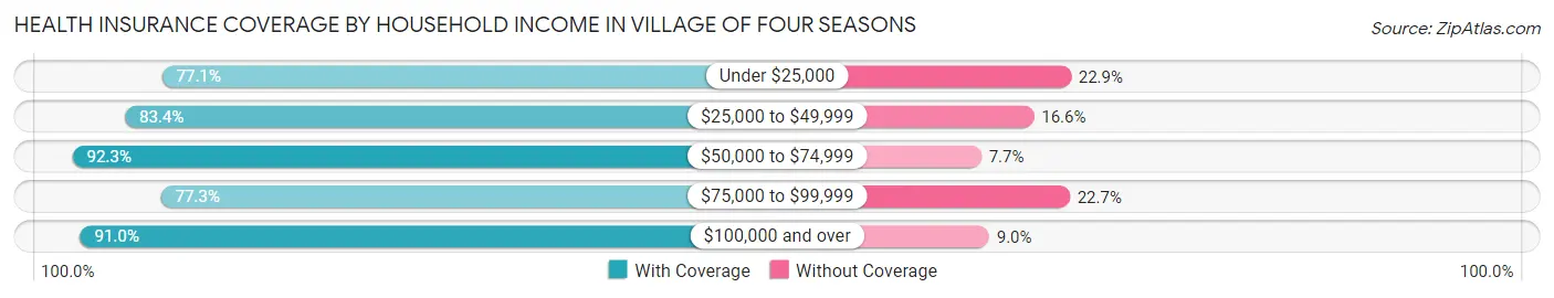 Health Insurance Coverage by Household Income in Village of Four Seasons