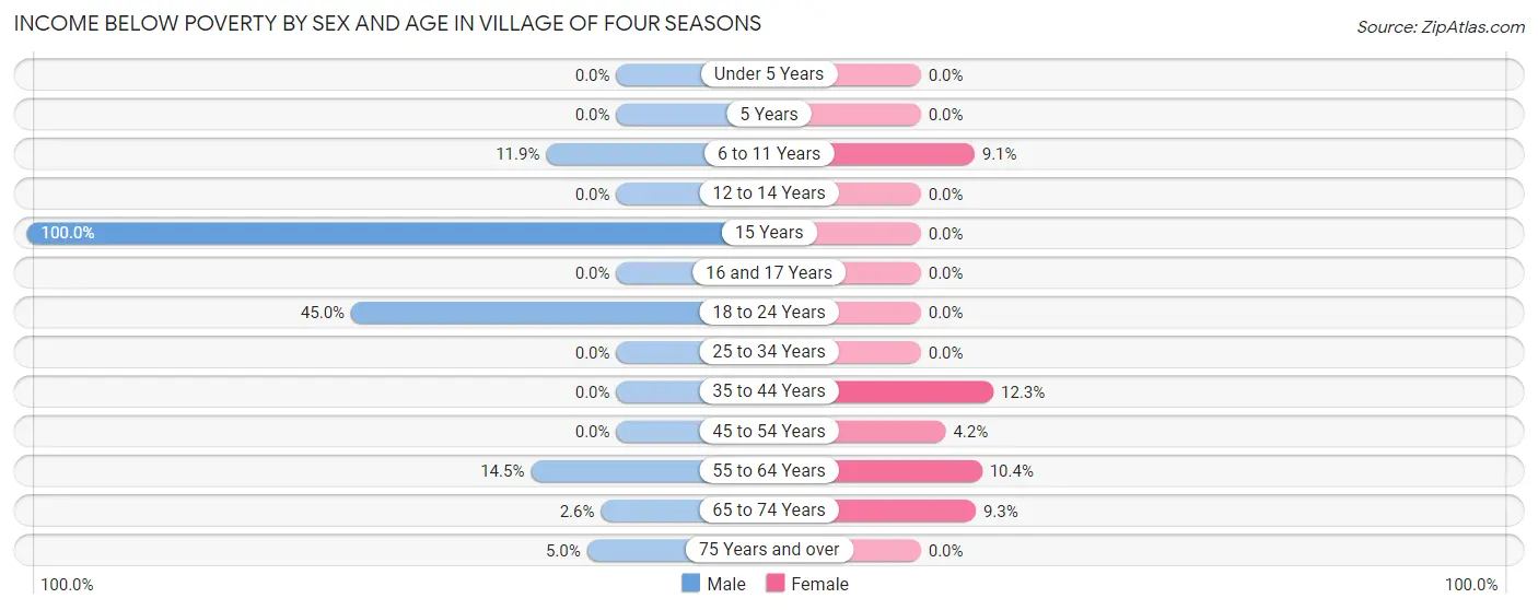 Income Below Poverty by Sex and Age in Village of Four Seasons