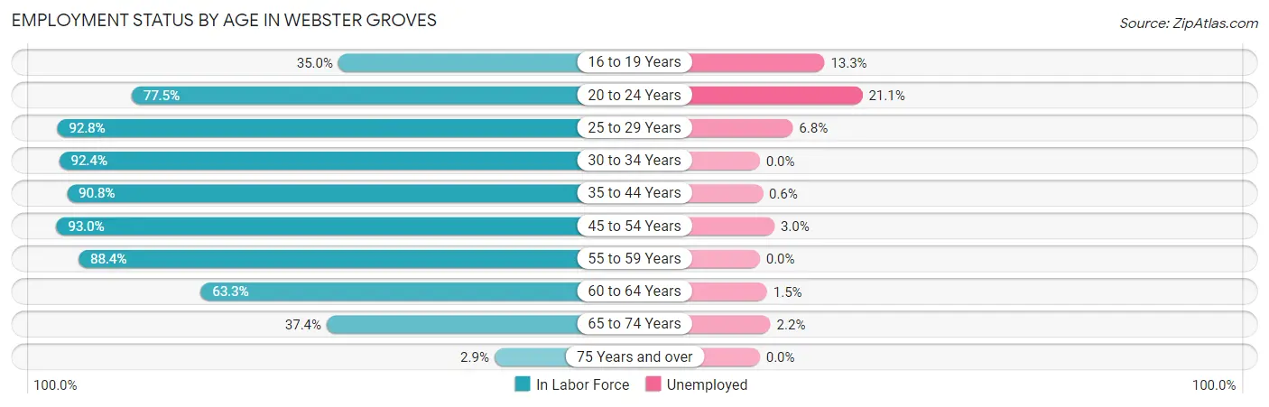Employment Status by Age in Webster Groves